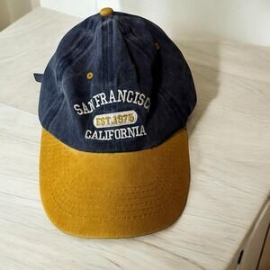 San Francisco California Dad Hat Navy Mustard Adjustable Strapback Baseball Cap